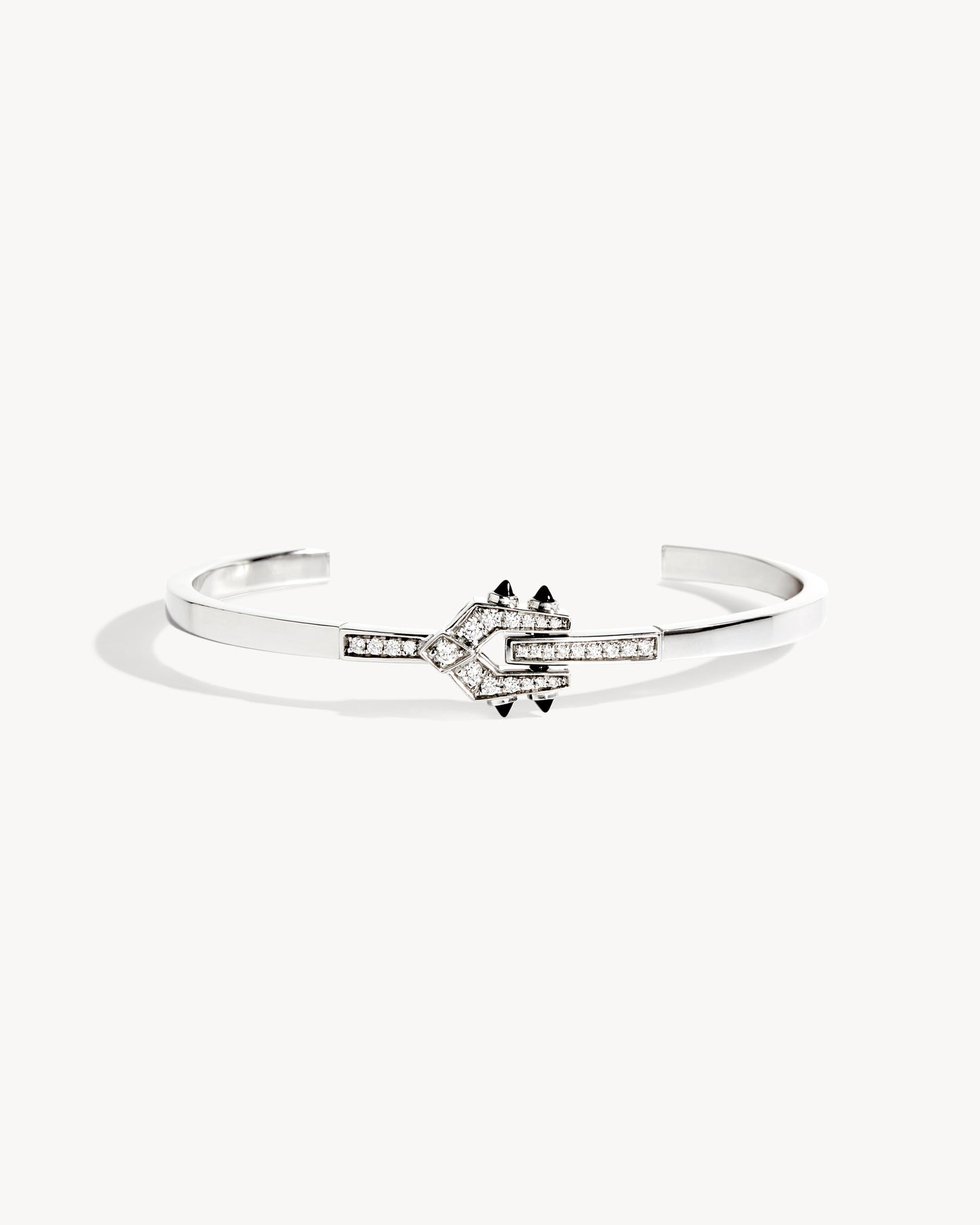Bracelet Spike - Argent, Agates Noires & Diamants