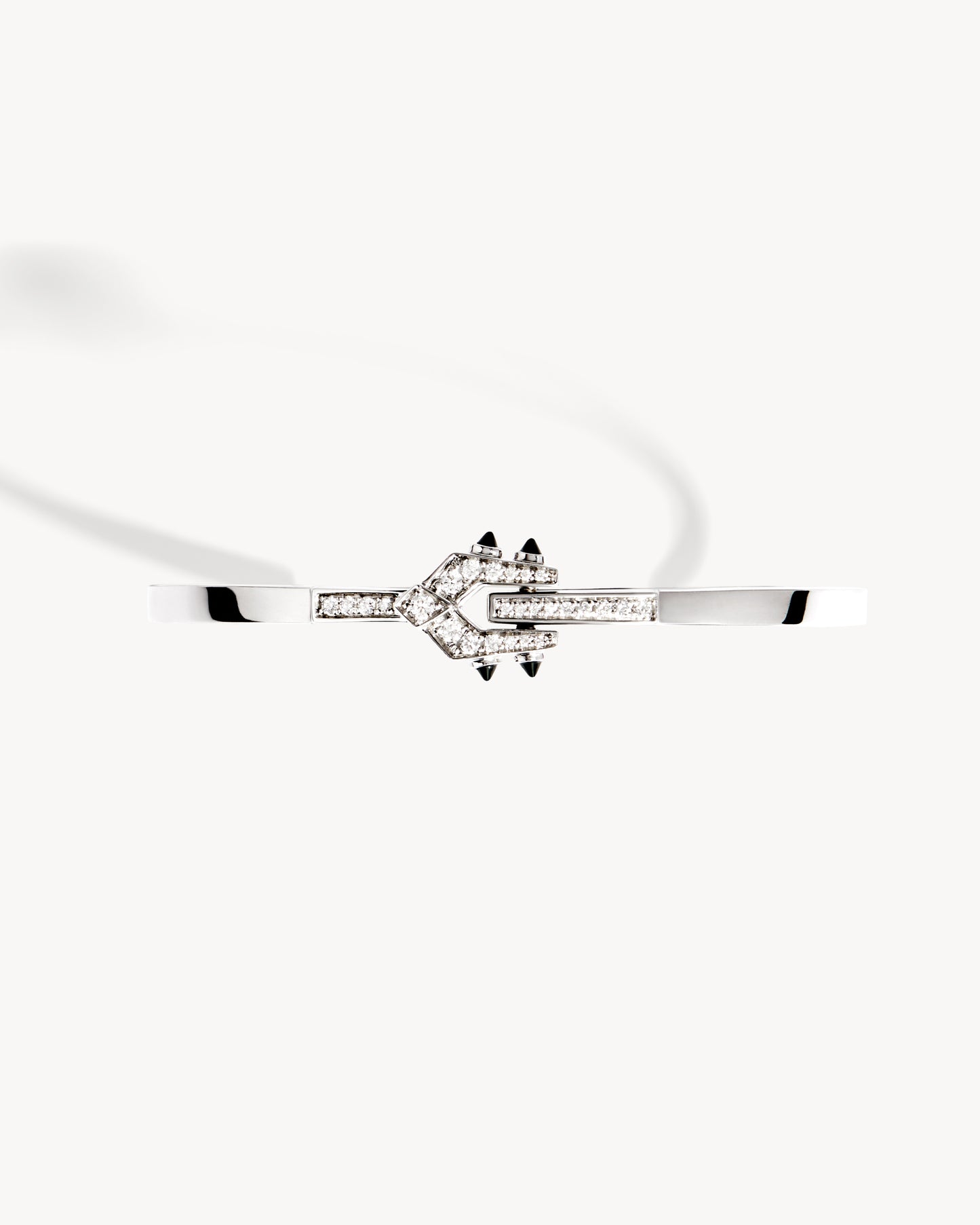 Bracelet Spike - Argent, Agates Noires & Diamants