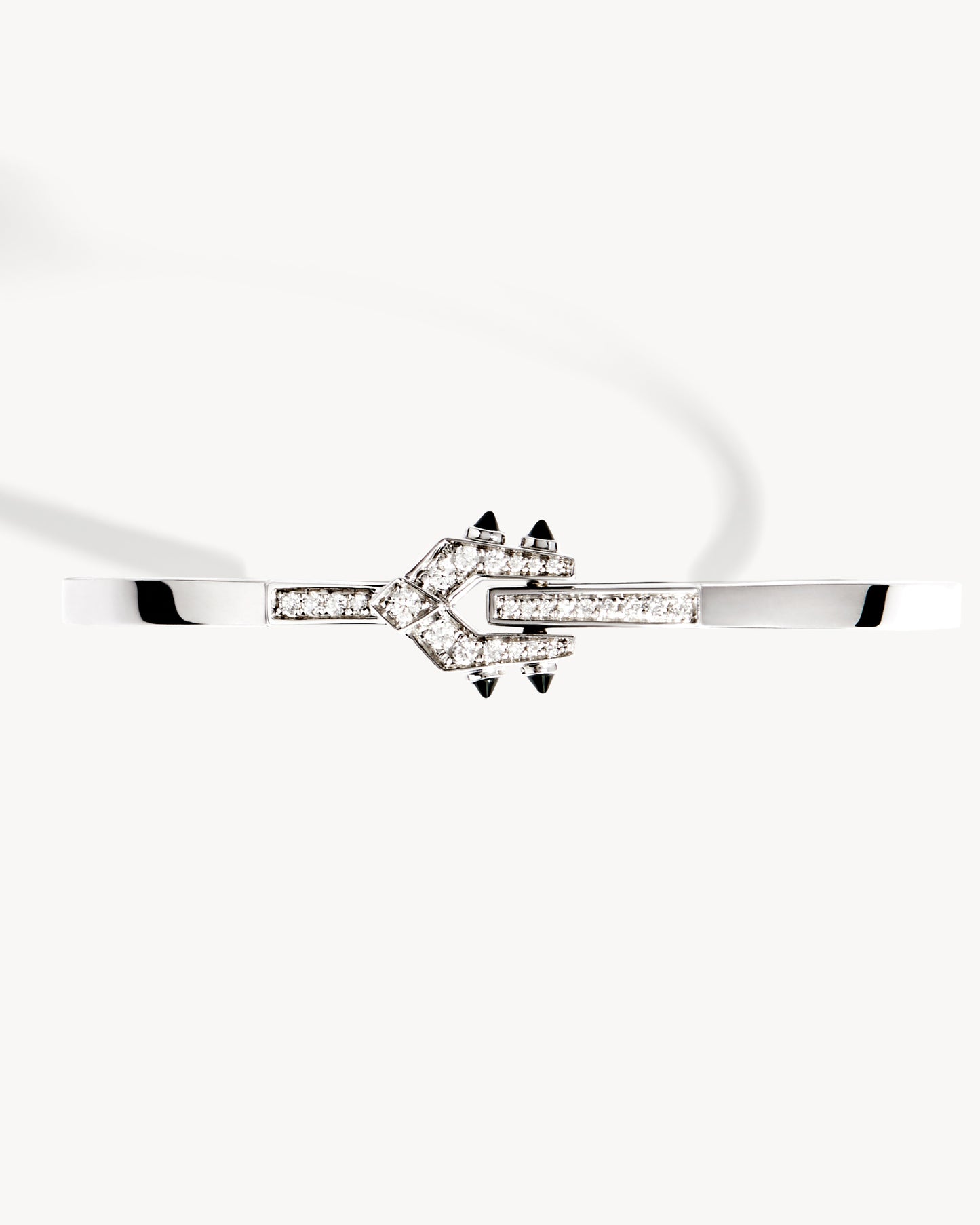 Bracelet Spike - Argent, Agates Noires & Diamants