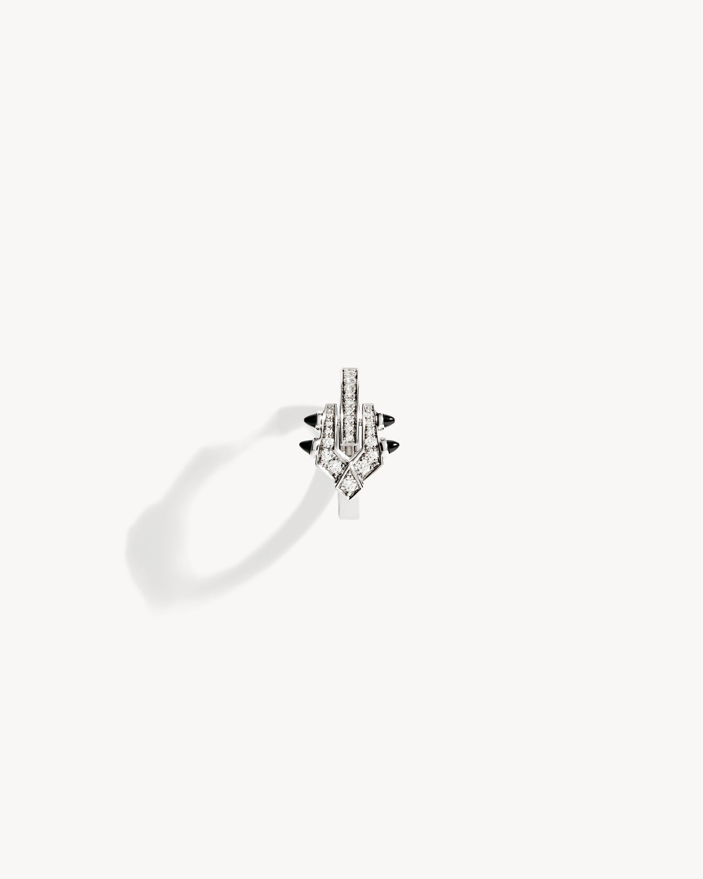 Créole Spike - Argent, Agates Noires & Diamants