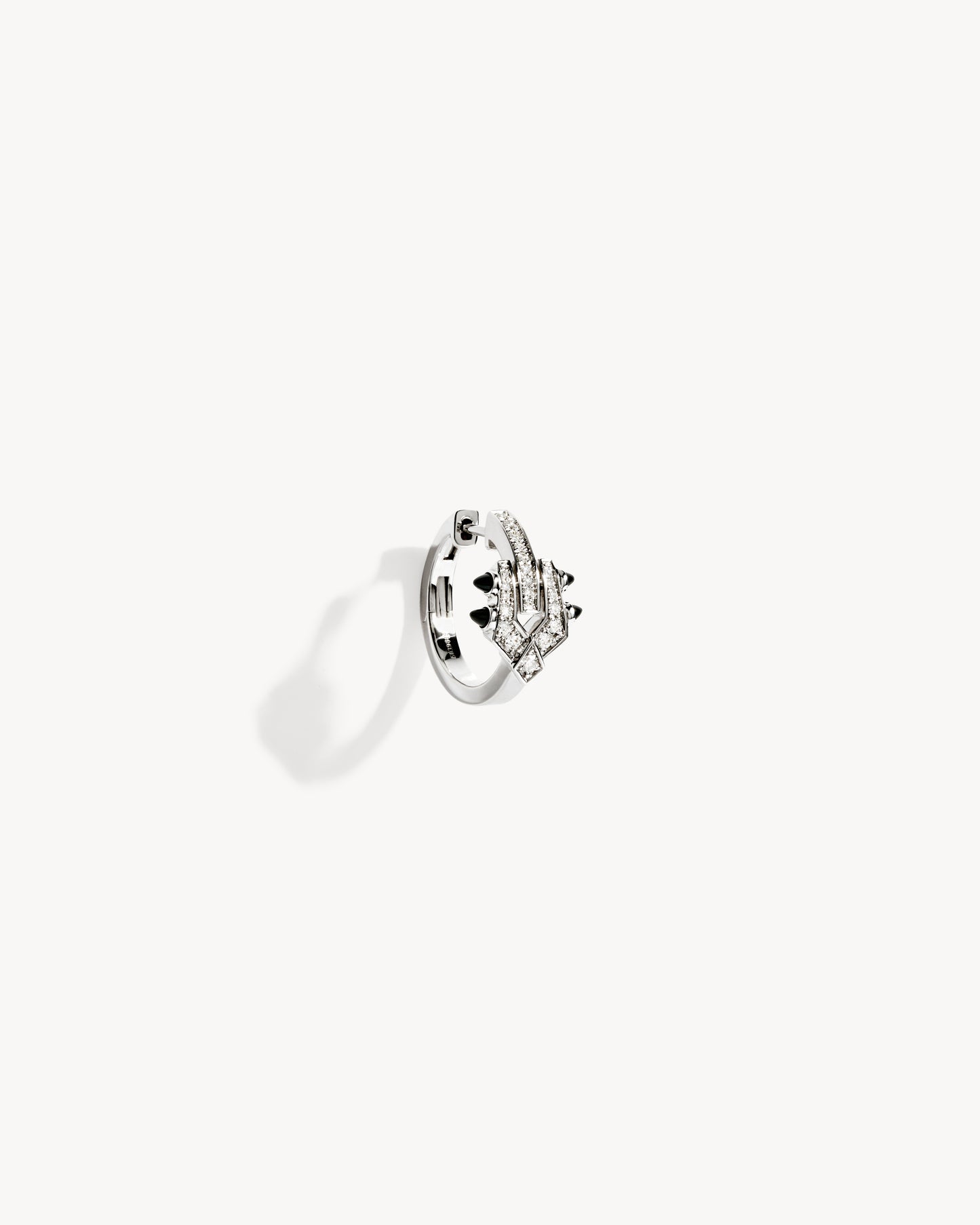 Créole Spike - Argent, Agates Noires & Diamants
