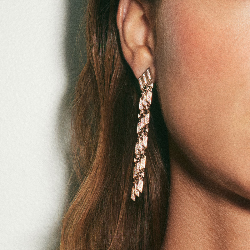 Anyway 3 rows Earring - Pink Gold & Diamonds - Image 2