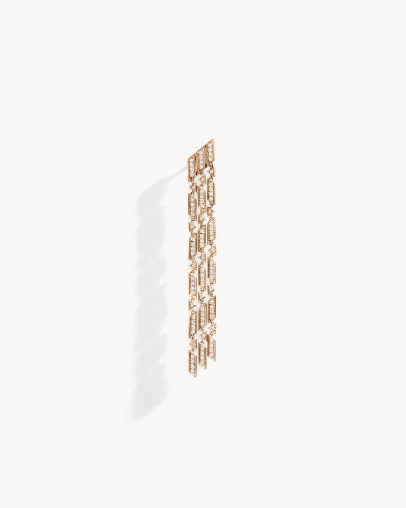 Anyway 3 rows Earring - Pink Gold & Diamonds - Image 1