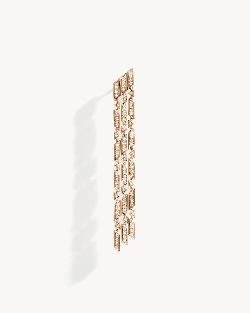 Anyway 3 rows Earring - Pink Gold & Diamonds - Image 1