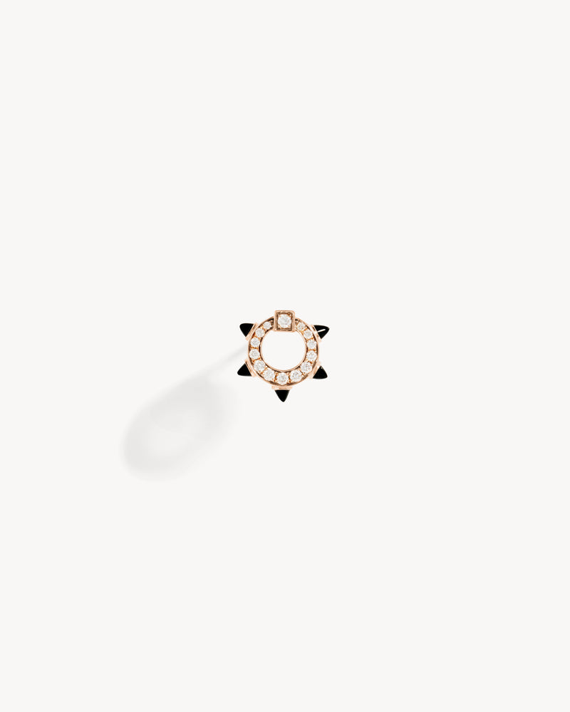 Spike Stud - Pink Gold, Black Agates & Diamonds - Image 1