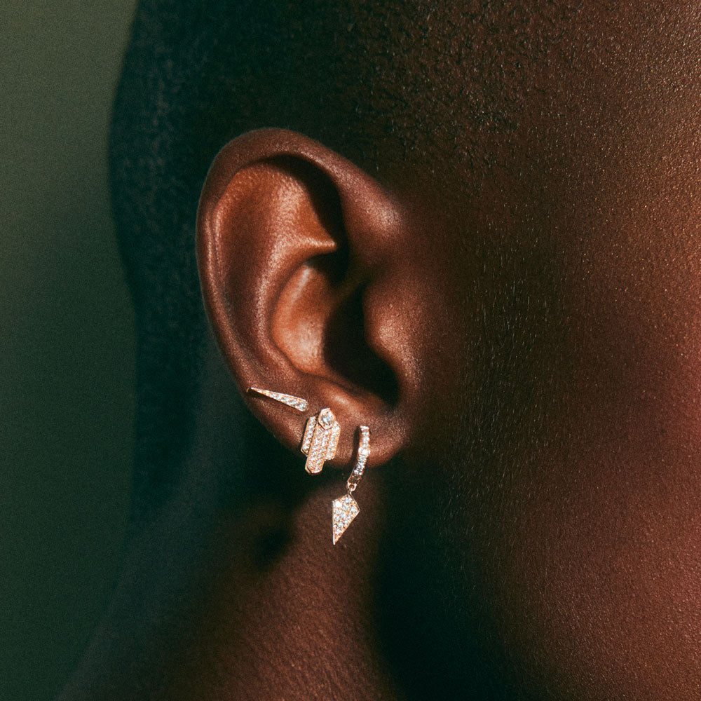 Stairway Hoop Earring - Pink Gold & Diamonds