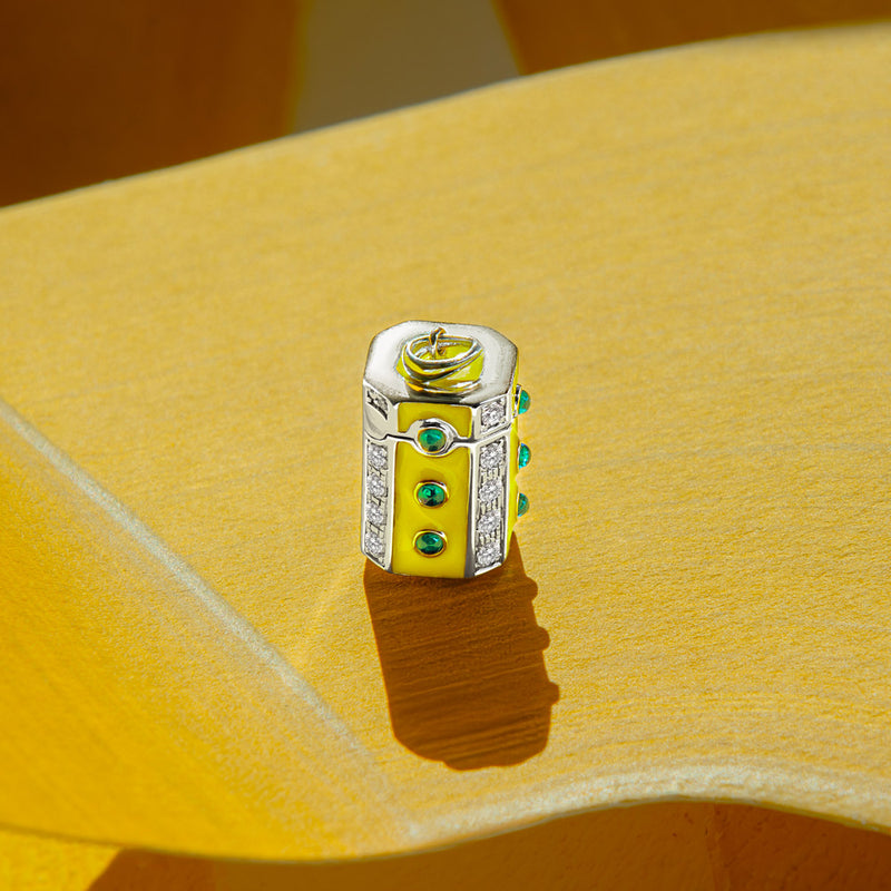 Wish Box Luck Necklace - Enamel, Emeralds, Silver & Diamonds - Image 2