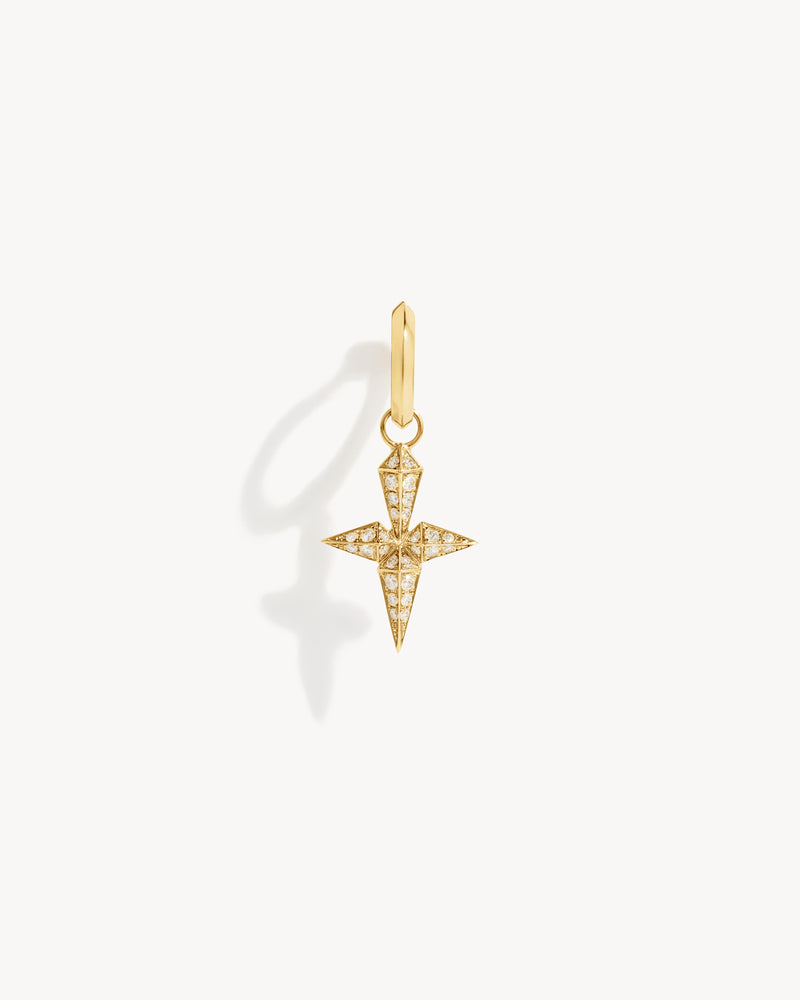 Rockaway Cross Hoop Earring - Yellow Gold & Diamonds - Image 1