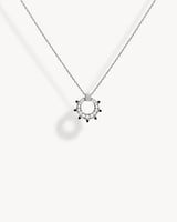 Spke Circle Necklace - Silver, Black Agates & Diamonds