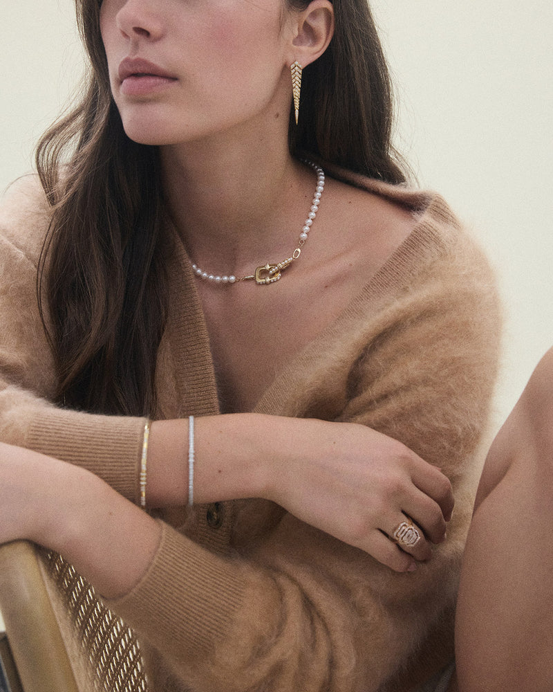 Stairway M Earring - Yellow Gold & Diamonds - Image 3