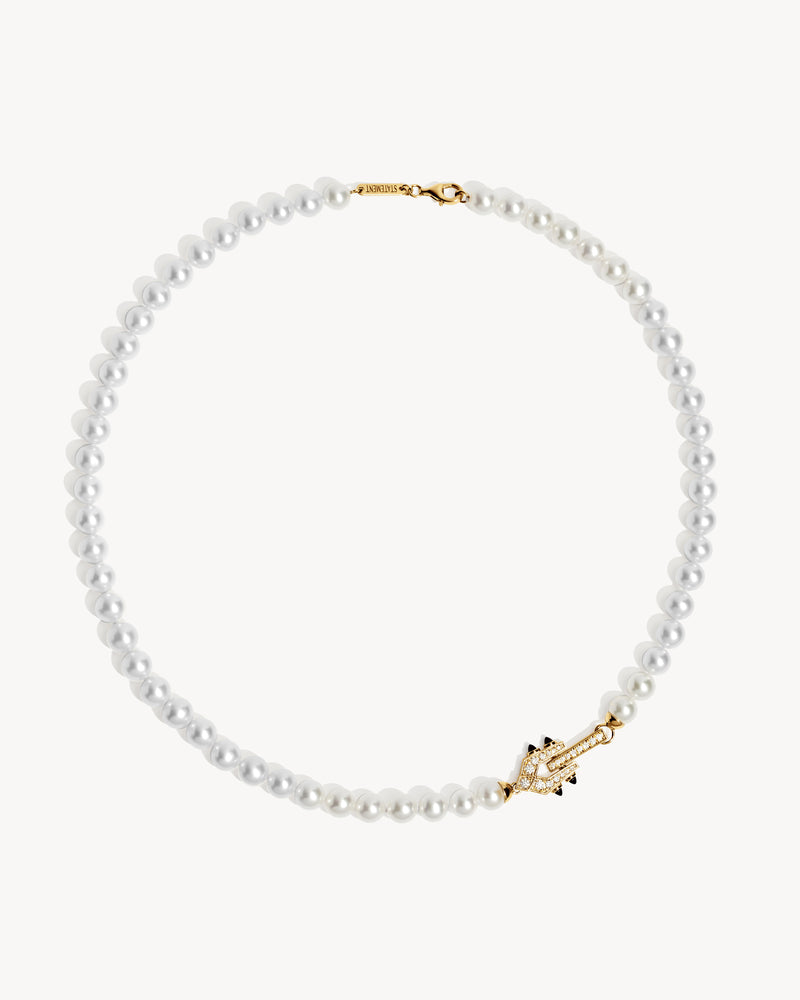 Spike Necklace - Yellow Gold, Pearls & Diamonds - Image 1