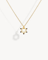 Spike Mini Circle Necklace - Yellow Gold, Black Agates & Diamonds