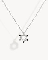Spike Mini Circle Necklace - Silver, Black Agates & Diamonds