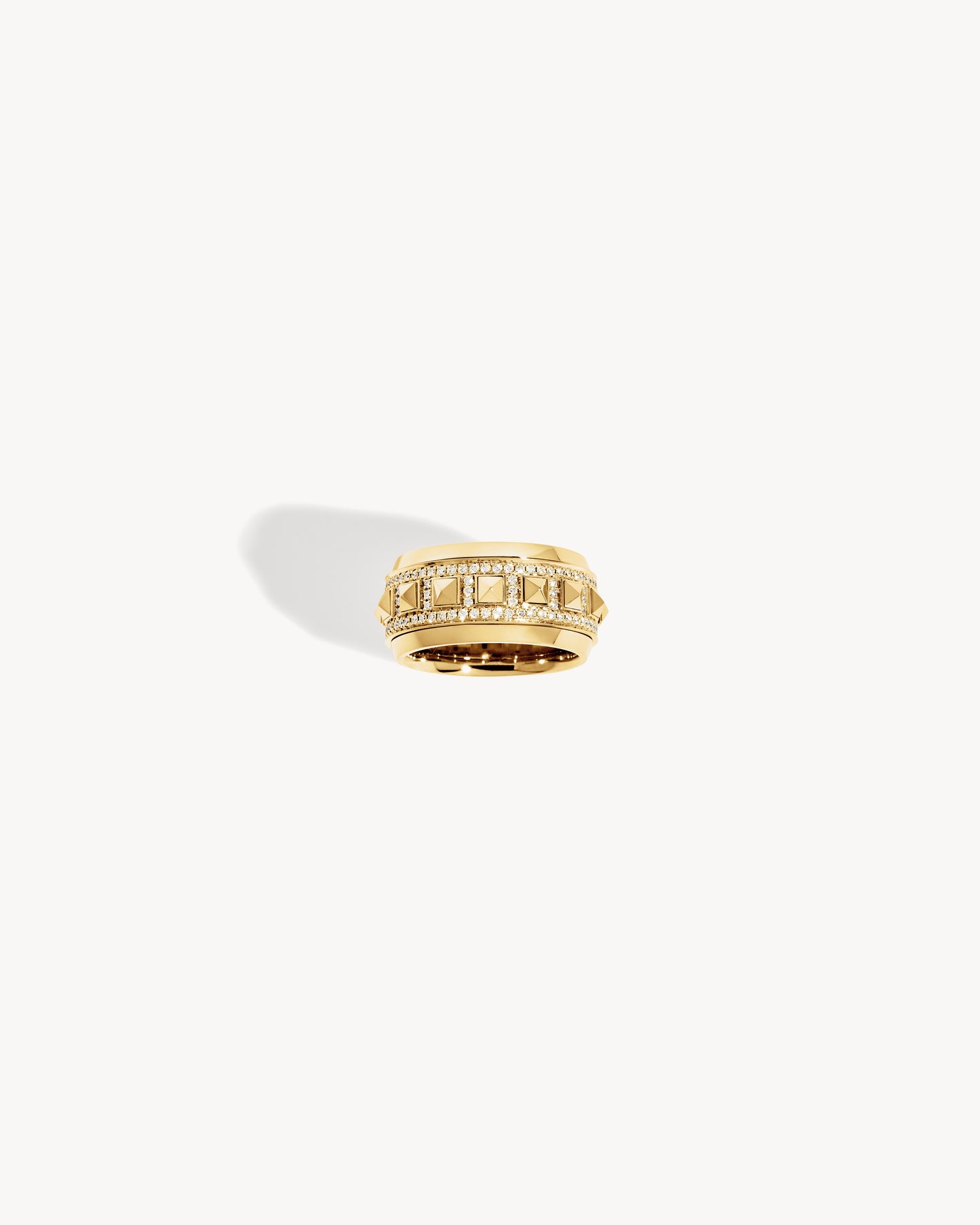 Rockaway Spinner Half Paved Ring - Yellow Gold & Diamonds
