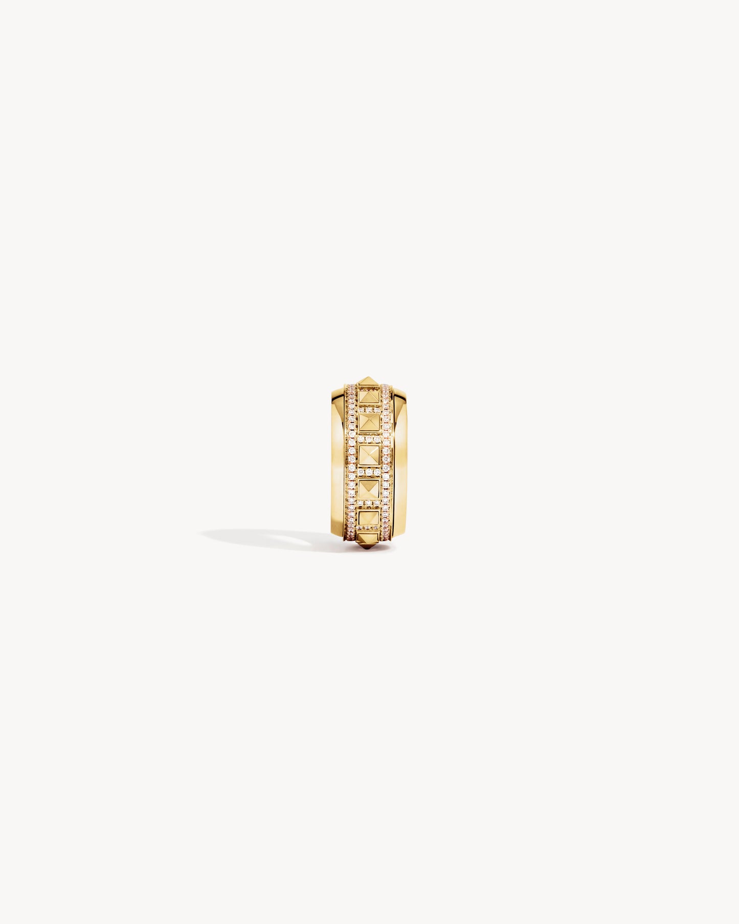 Rockaway Spinner Half Paved Ring - Yellow Gold & Diamonds