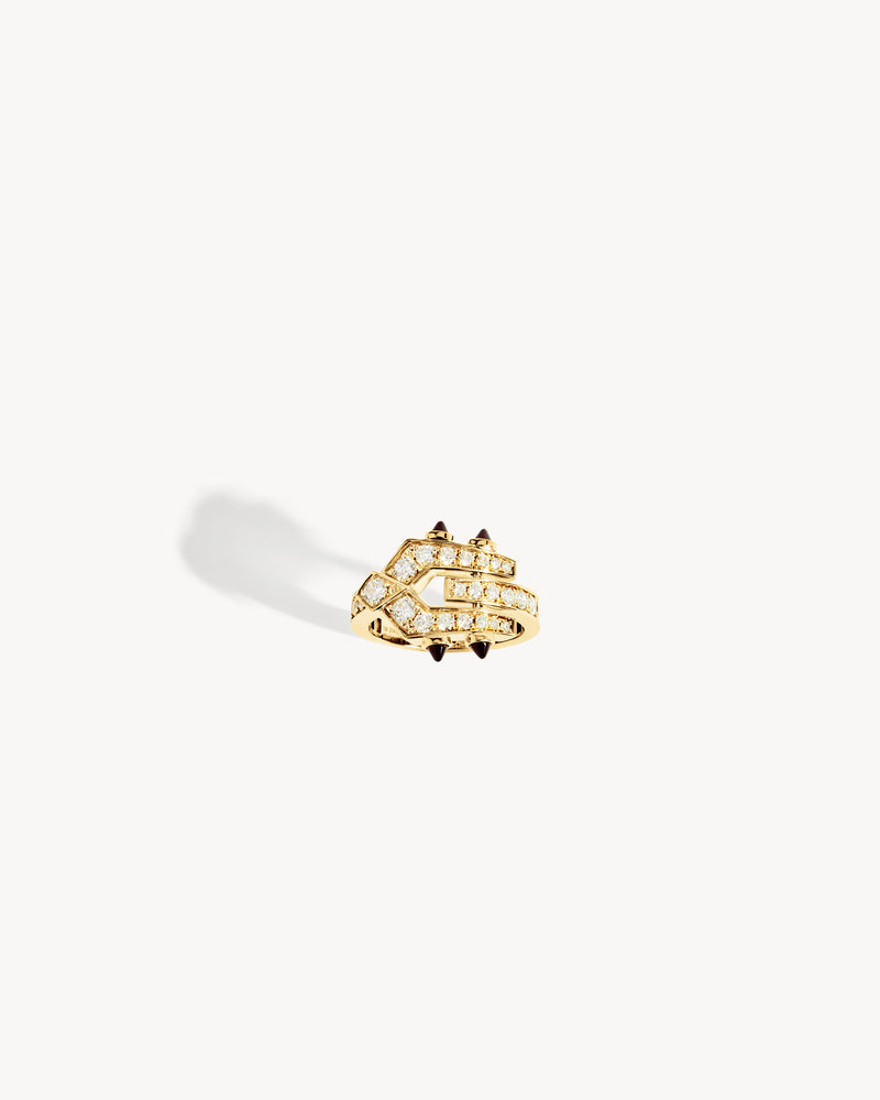 Spike Ring - Yellow Gold, Black Agates & Diamonds - Image 3