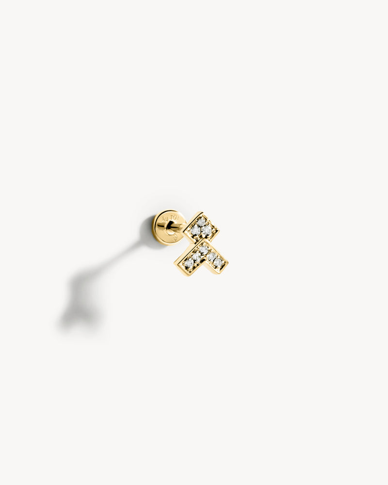 Stairway Arrow Earring - Yellow Gold & Diamonds - Image 2