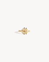 Mini Spike Ring - Yellow Gold, Black Agates & Diamonds
