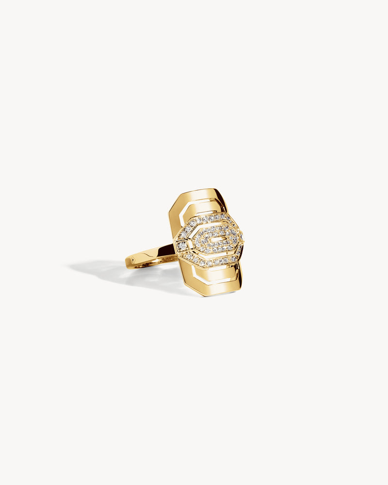 Petite My Way Half Paved Ring - Yellow Gold & Diamonds - Image 3