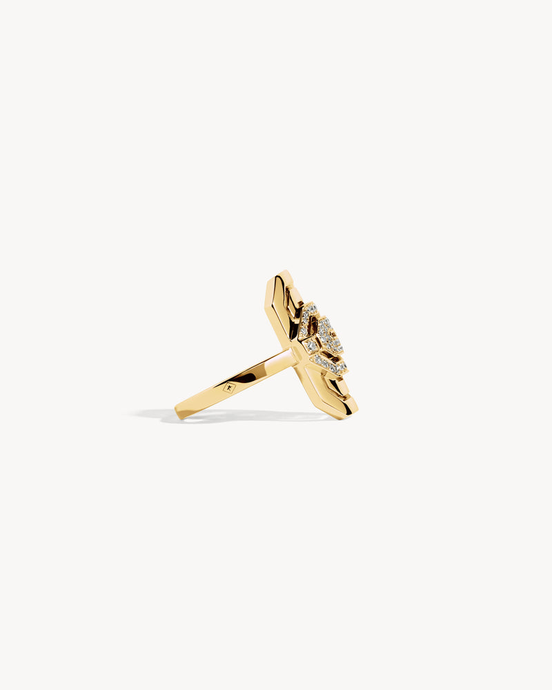 Petite My Way Half Paved Ring - Yellow Gold & Diamonds - Image 4