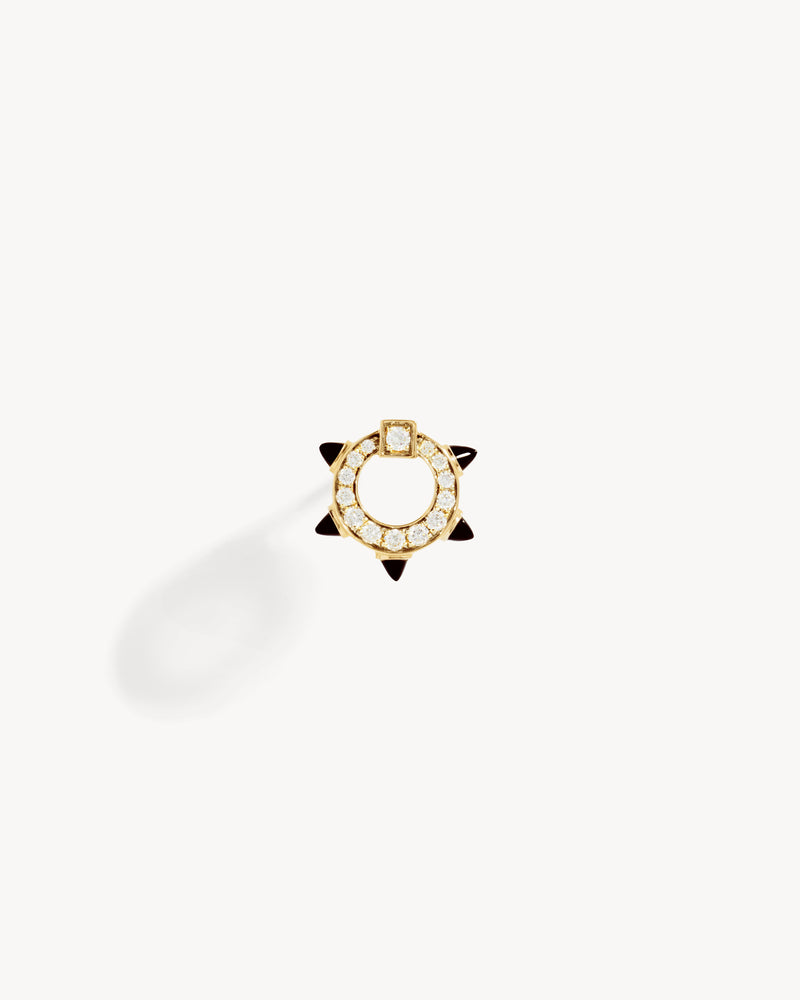 Spike Stud - Yellow Gold, Black Agates & Diamonds - Image 1