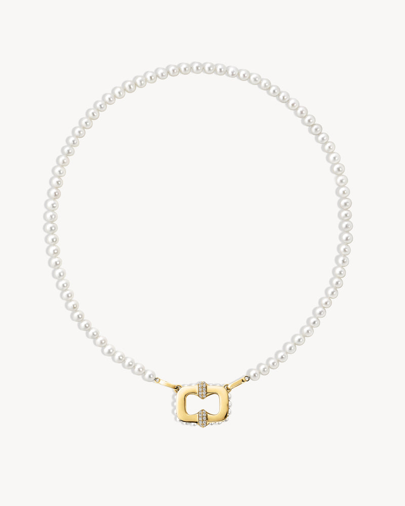 Unchained Plastron Necklace - Yellow Gold, Pearls & Diamonds - Image 2