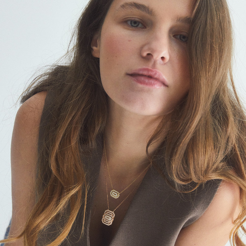 Petite My Way Necklace - Pink Gold & Diamonds