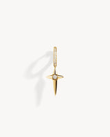 Rockaway Mini Cross Hoop Earring - Yellow Gold & Diamonds