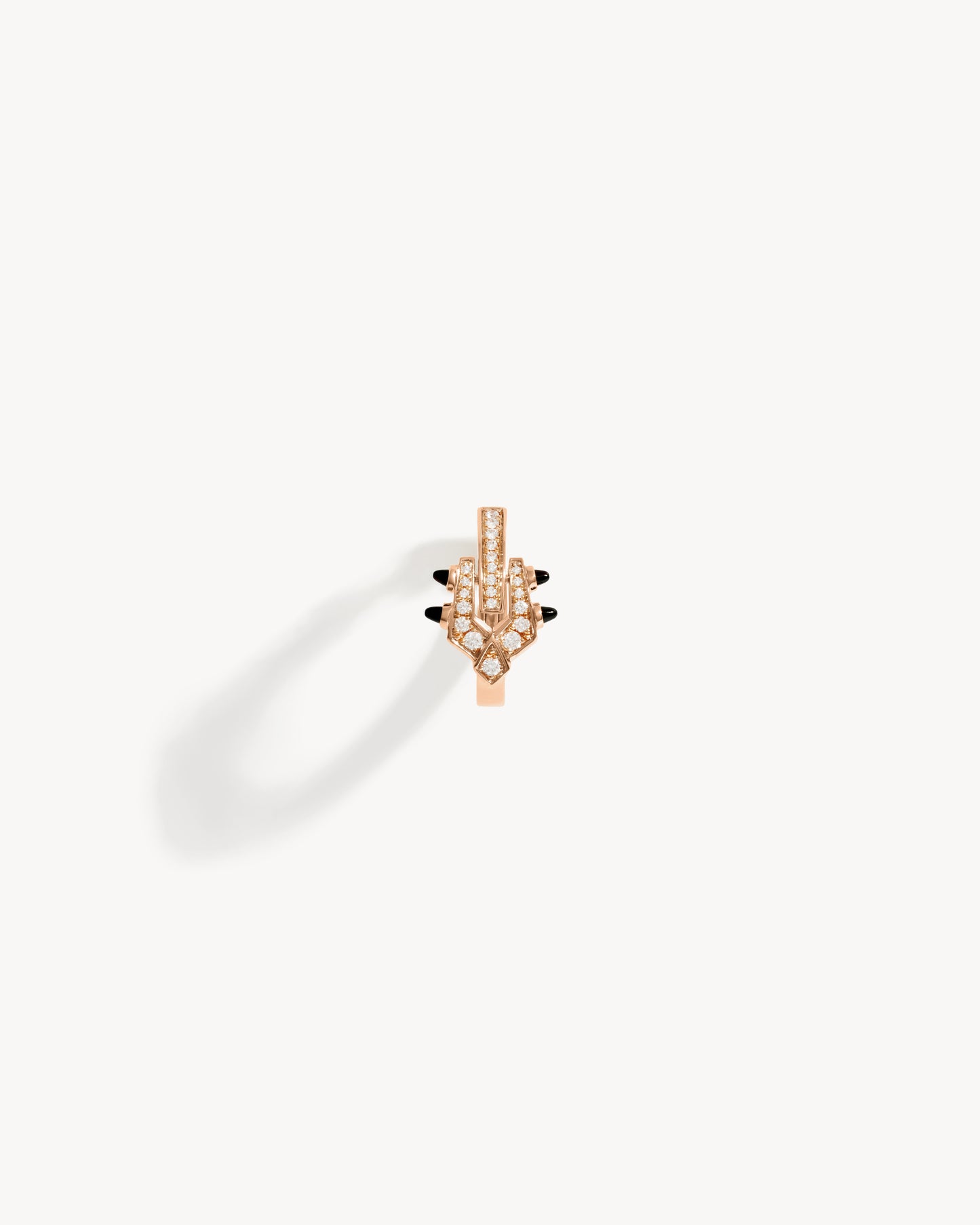 Créole Spike - Or Rose, Agates Noires & Diamants