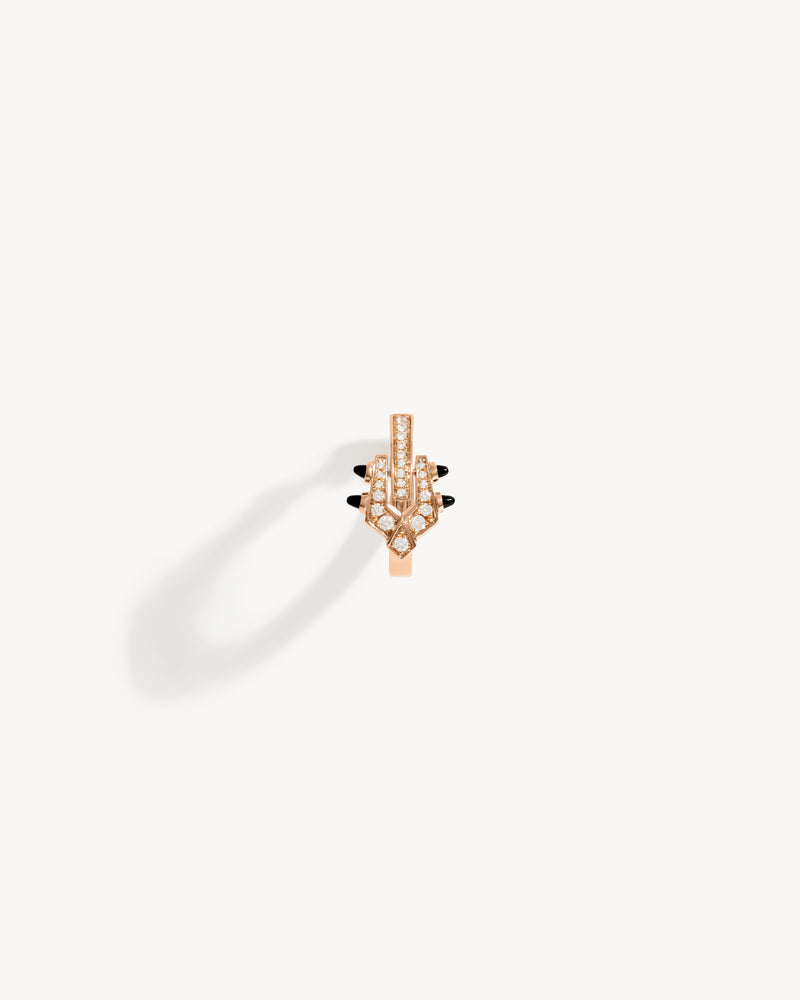 Spike Hoop Earring - Pink Gold, Black Agates & Diamonds - Image 1