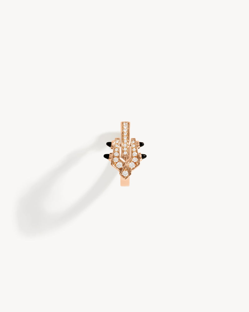 Spike Hoop Earring - Pink Gold, Black Agates & Diamonds - Image 1