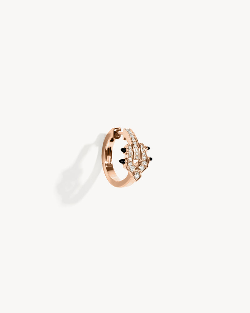 Spike Hoop Earring - Pink Gold, Black Agates & Diamonds - Image 2