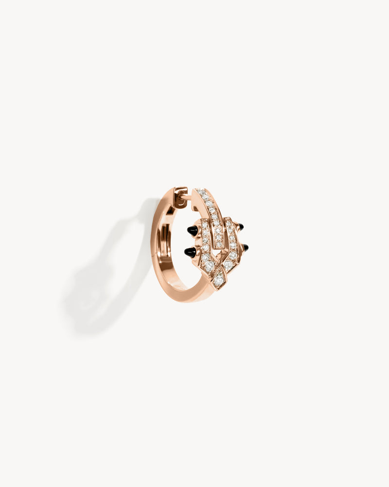 Spike Hoop Earring - Pink Gold, Black Agates & Diamonds - Image 2