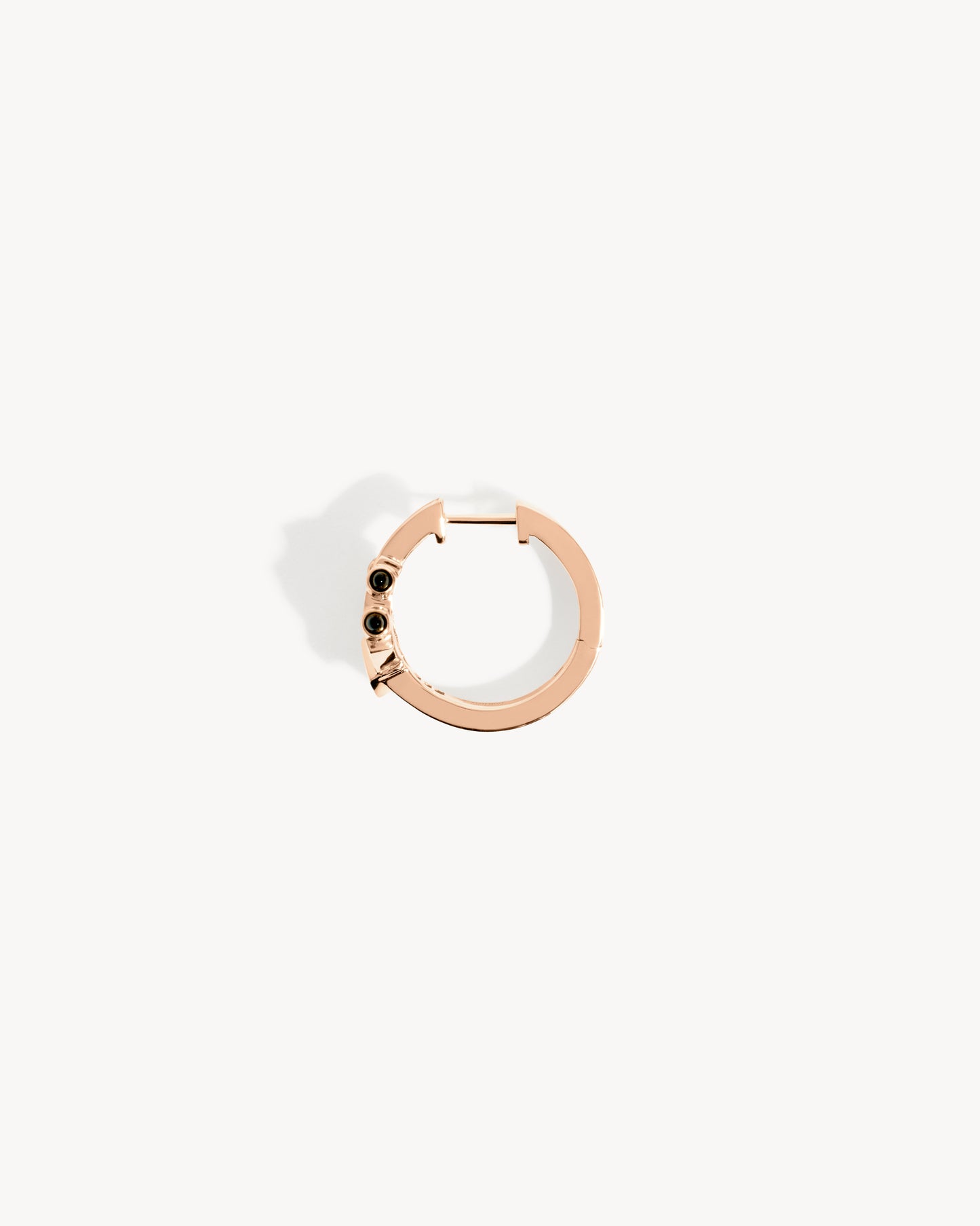 Spike Hoop Earring - Pink Gold, Black Agates & Diamonds
