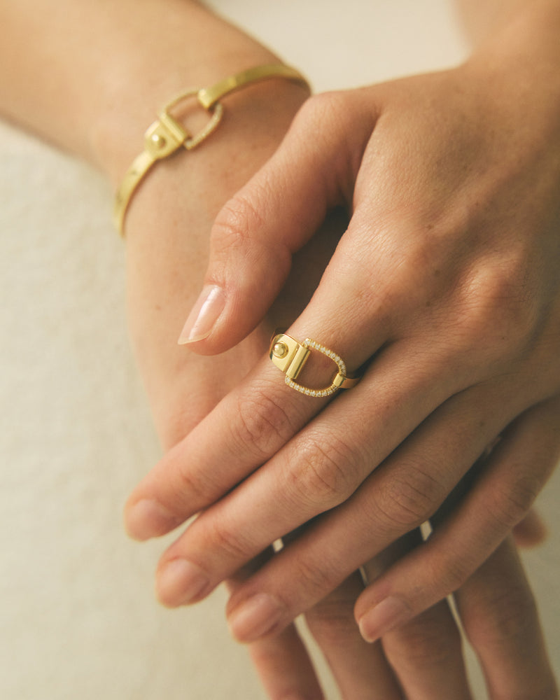 Rivet Ring - Yellow Gold & Diamonds - Image 2