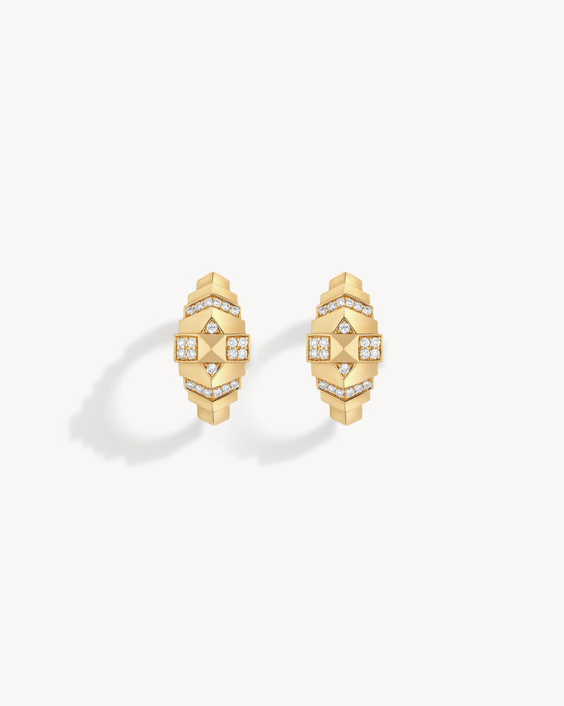 Rockaway Mini Pyramide Hoop earrings - Yellow Gold & Diamonds - Image 2