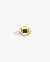 Bague Rockaway Mini Pyramide - Or Jaune & Agate Verte