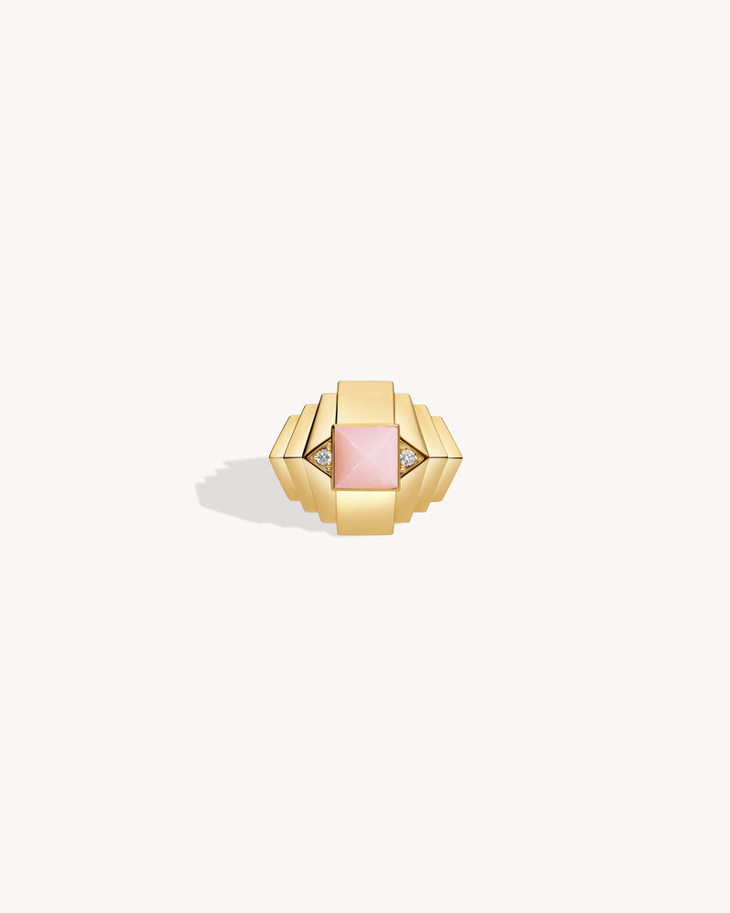Bague Rockaway Mini Pyramide - Or Jaune & Opale Rose - Image 1