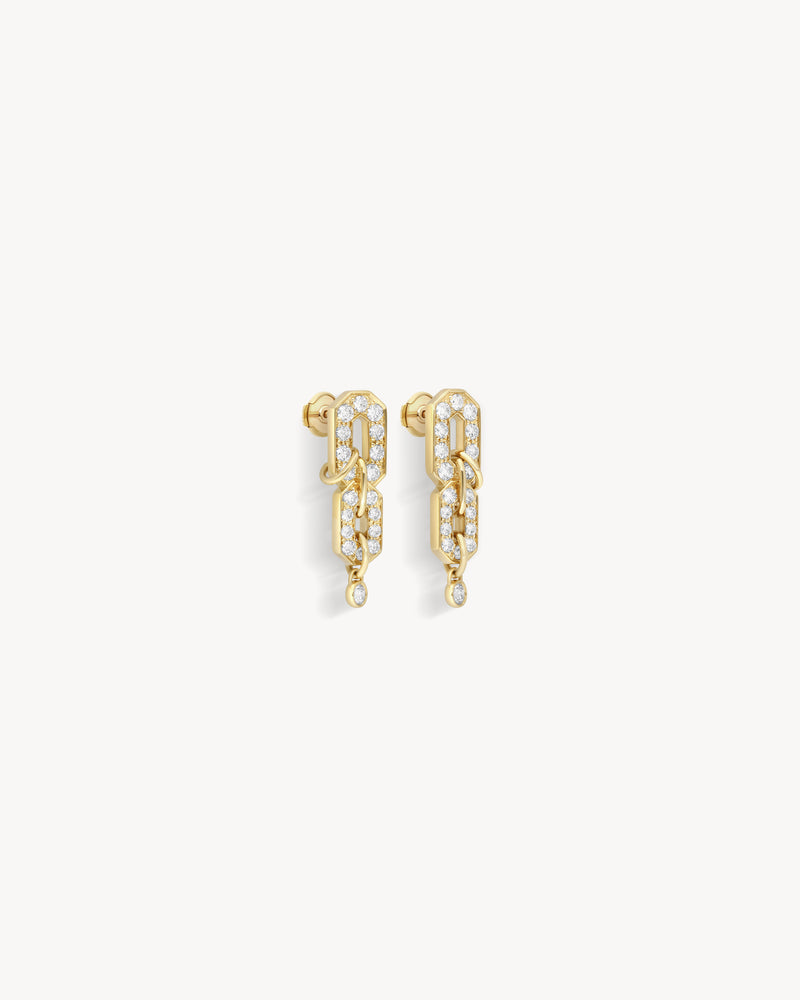 My Way Double-Row Earrings - Yellow Gold & Diamonds - Image 3
