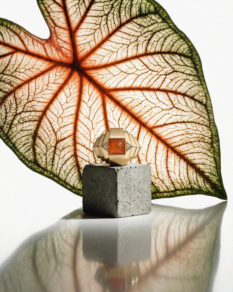 Bague Rockaway Mini Pyramide - Or Jaune & Cornaline - Image 2