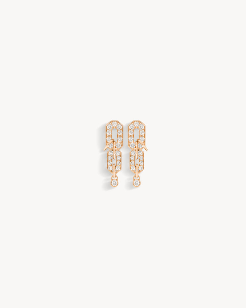 Boucles d'oreilles My Way 2 Rangs - Or Rose & Diamants - Image 1