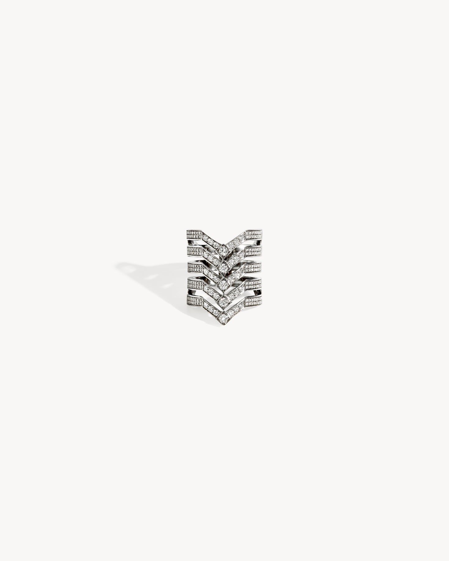 Bague Stairway 5 Rangs - Argent & Diamants
