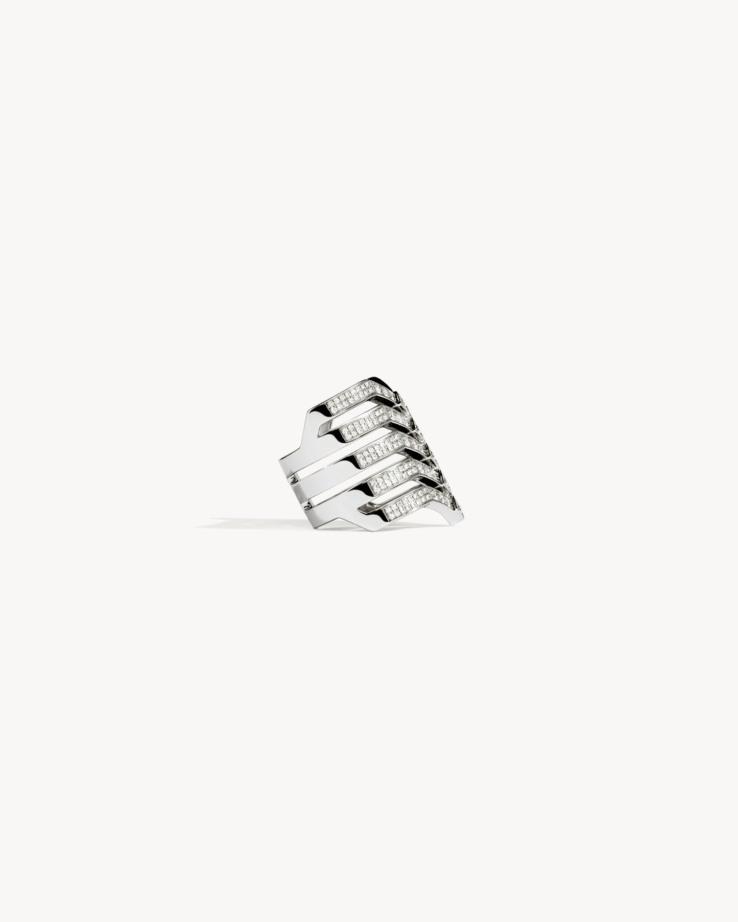 Bague Stairway 5 Rangs - Argent & Diamants