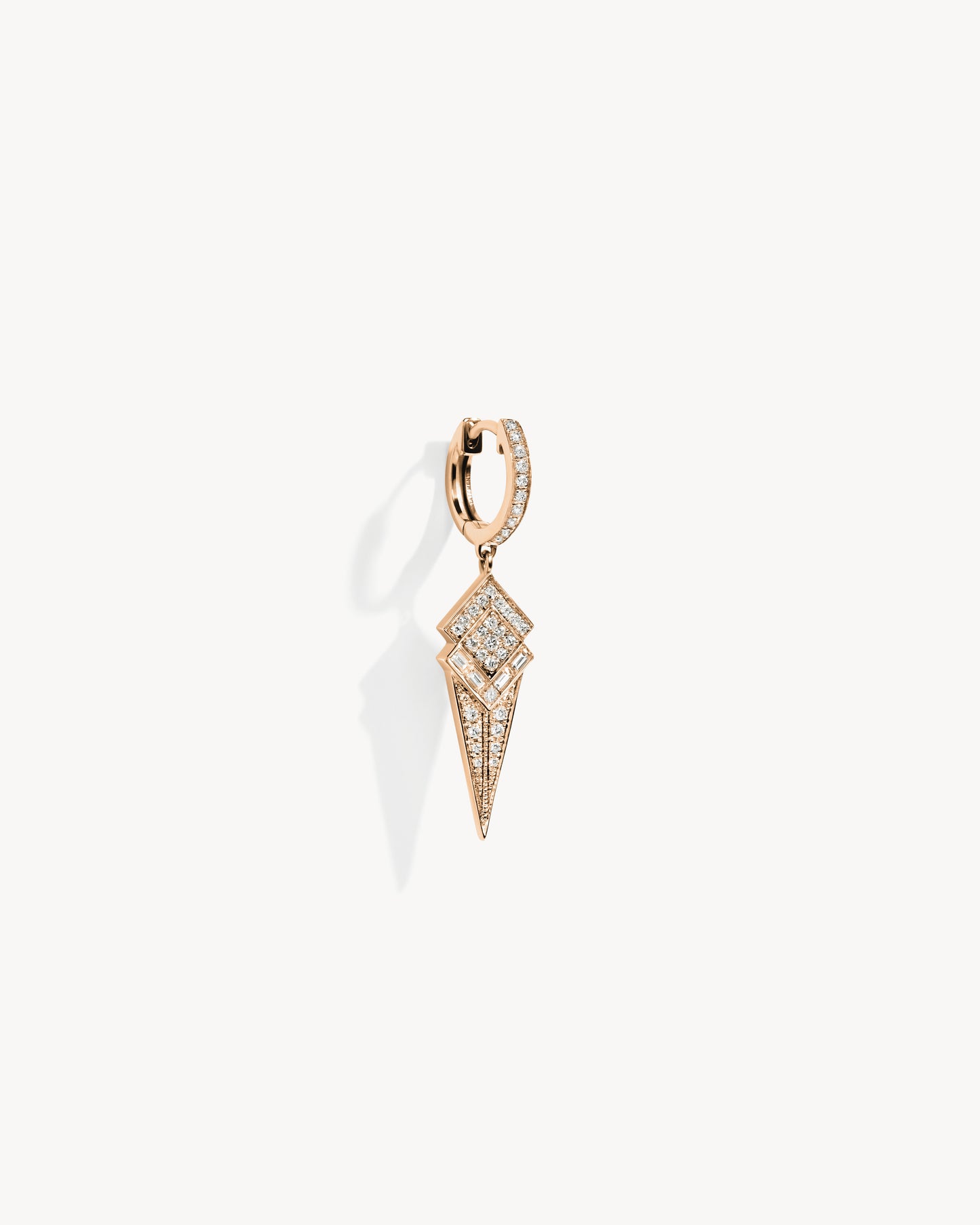 Stairway Cone Hoop Earring - Pink Gold & Diamonds