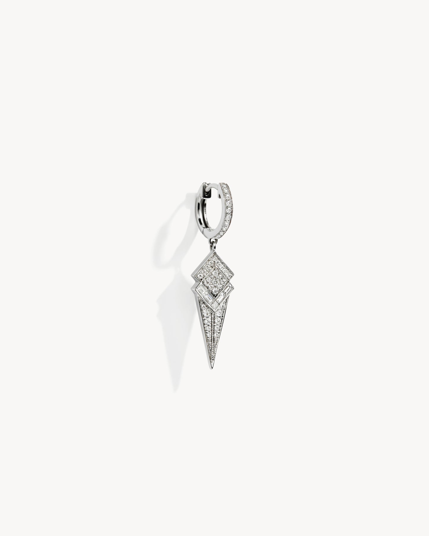 Stairway Cone Hoop Earring - Silver & Diamonds