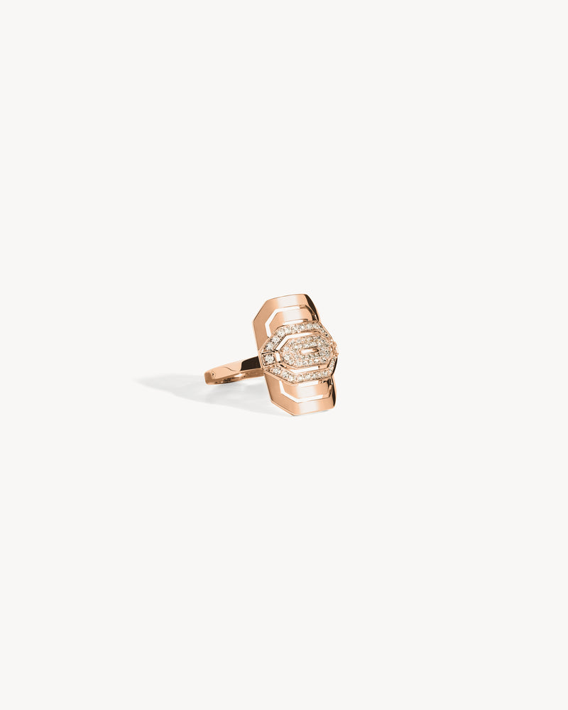Petite My Way Ring Half Paved - Pink Gold & Diamonds - Image 3
