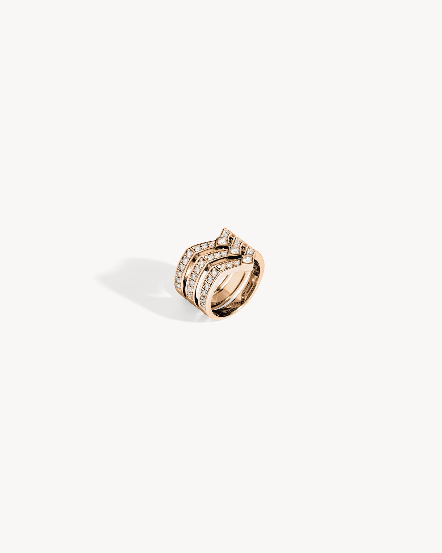 Bague Stairway 3 Rangs - Or Rose & Diamants