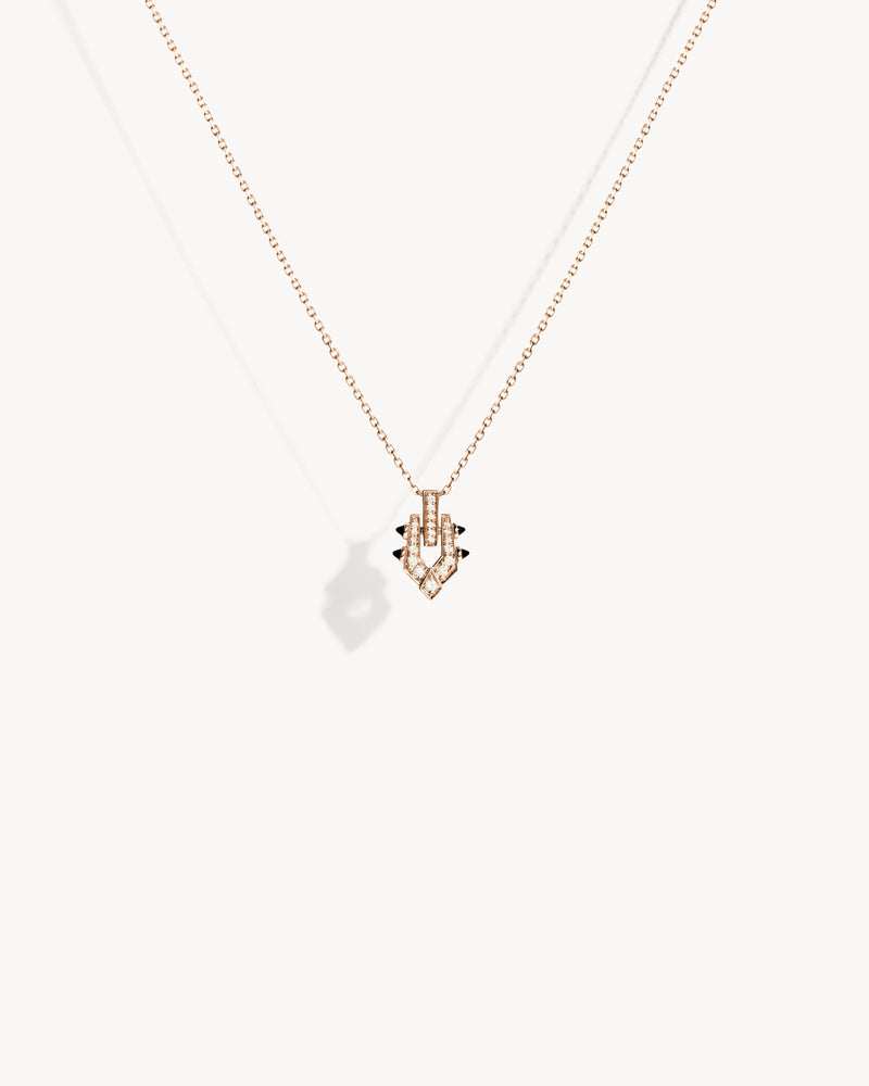 Spike Necklace - Pink Gold, Black Agates & Diamonds - Image 1