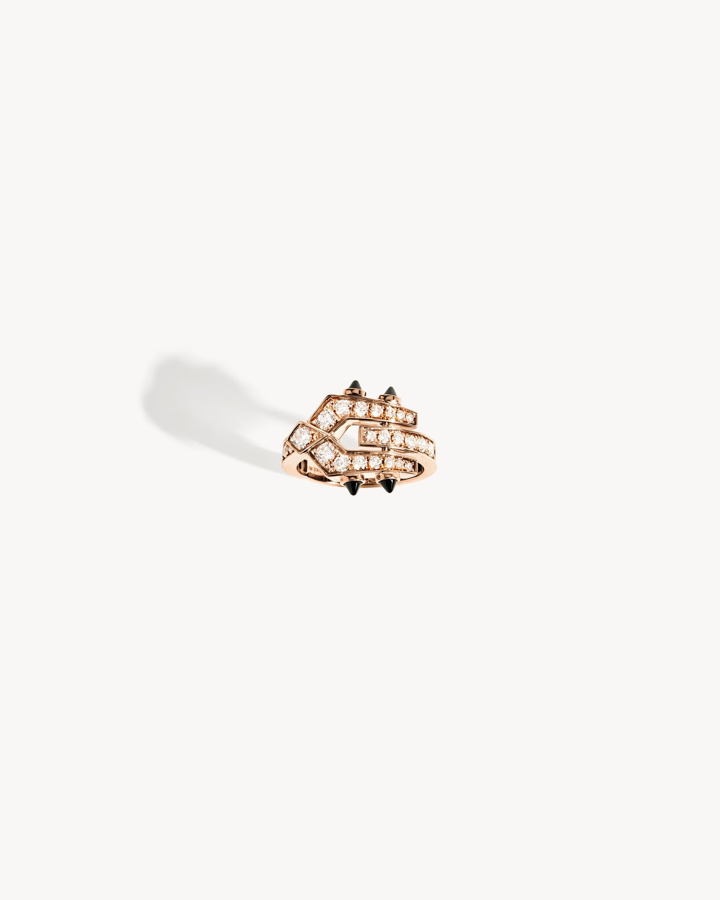 Bague Spike - Or Rose, Agates Noires & Diamants