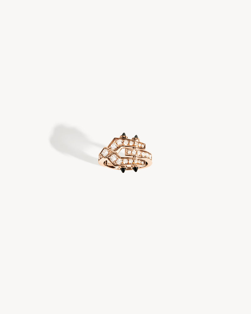 Spike Ring - Pink Gold, Black Agates & Diamonds - Image 3